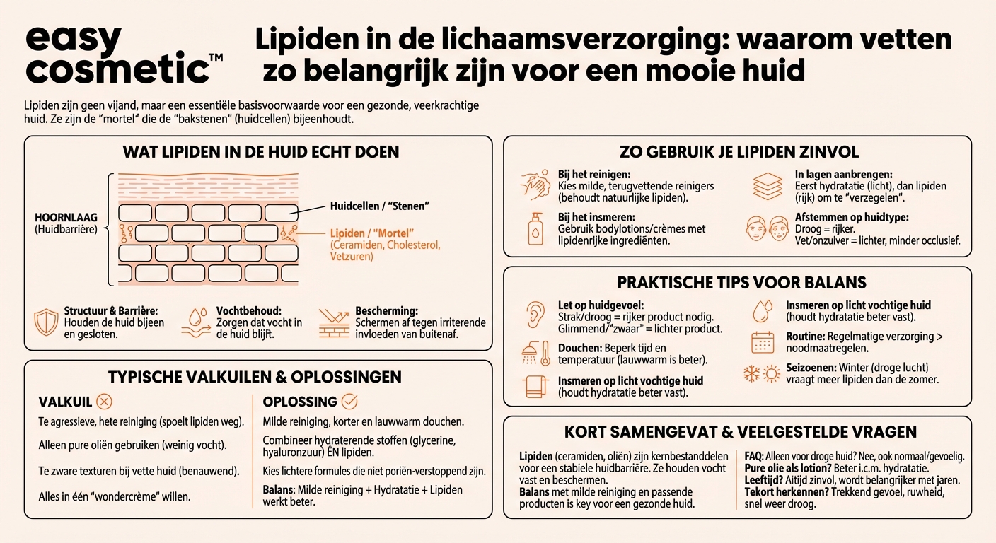 Welke rol spelen lipiden zoals ceramiden of plantaardige oliën in lichaamsverzorging?
