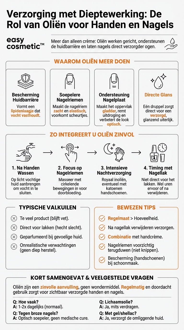 Welke rol spelen oliën in hand- en nagelverzorging?