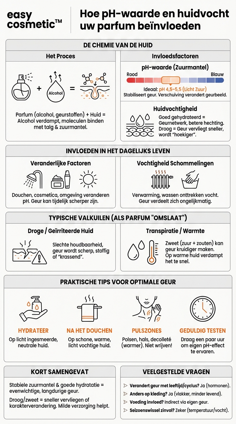Welke rol spelen pH-waarde en huidvochtigheid bij de ontwikkeling van een parfum?