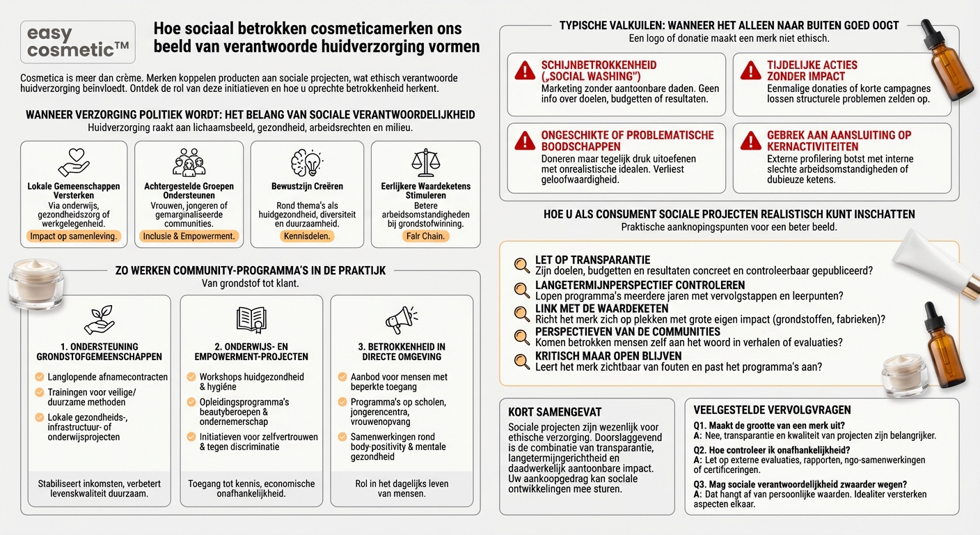 Welke rol spelen sociale projecten en communityprogramma’s van cosmeticafabrikanten voor ethisch verantwoorde huidverzorging?