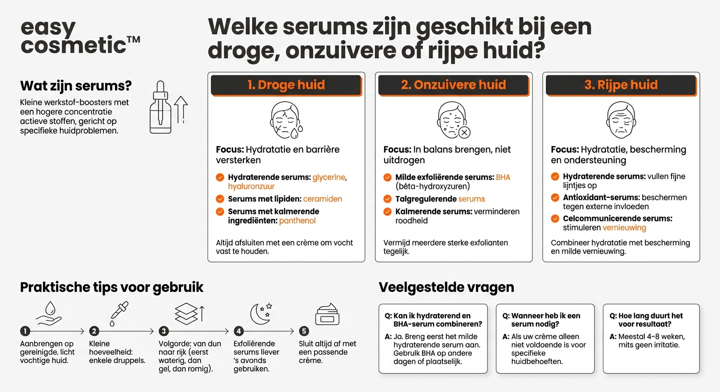 Welke serums zijn geschikt voor een droge, onzuivere of rijpere huid?