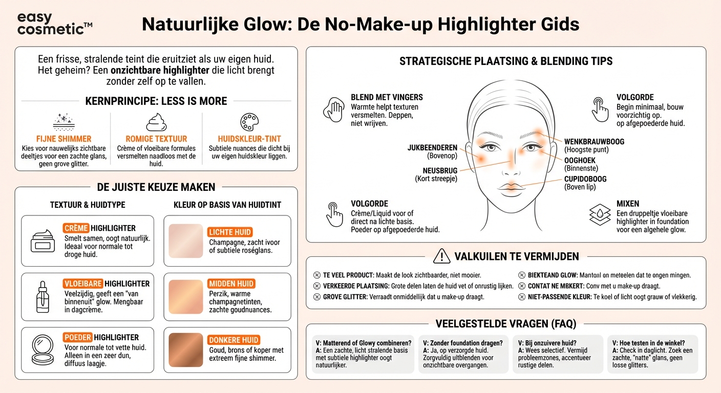 Welke soort highlighter is geschikt voor een natuurlijke no-make-up-make-uplook?