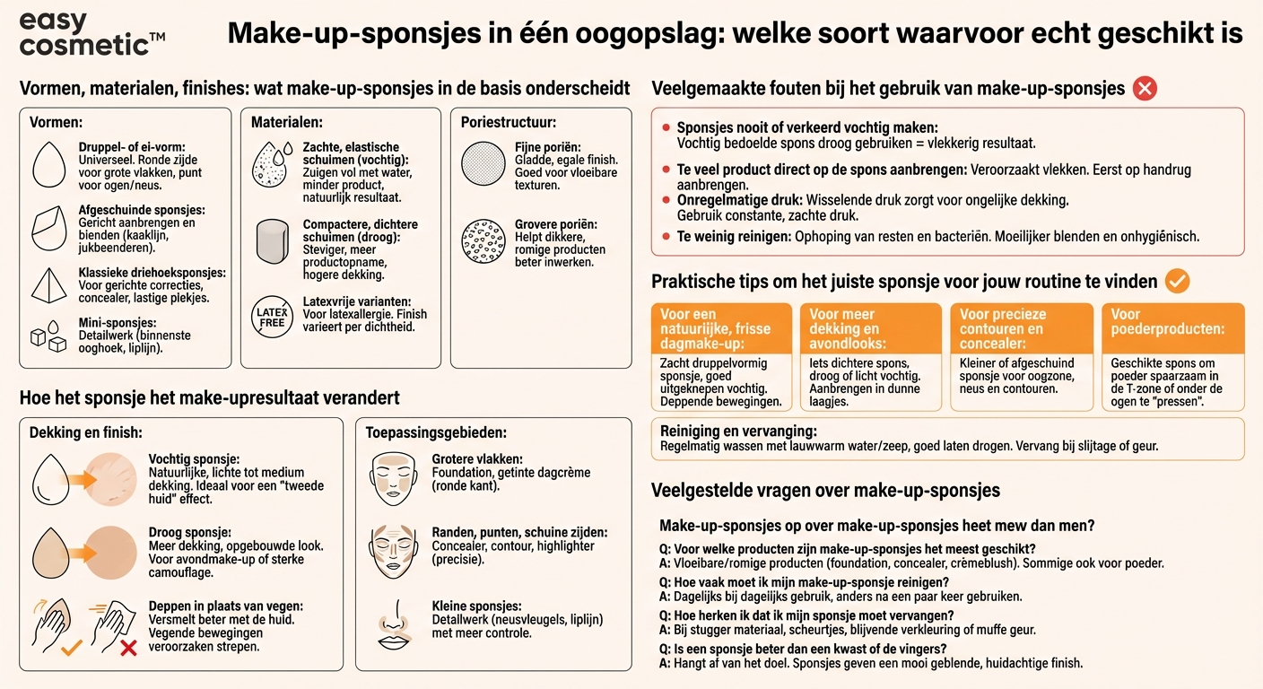Welke soorten make-upsponsjes zijn er en waarin verschillen ze qua gebruik en resultaat?