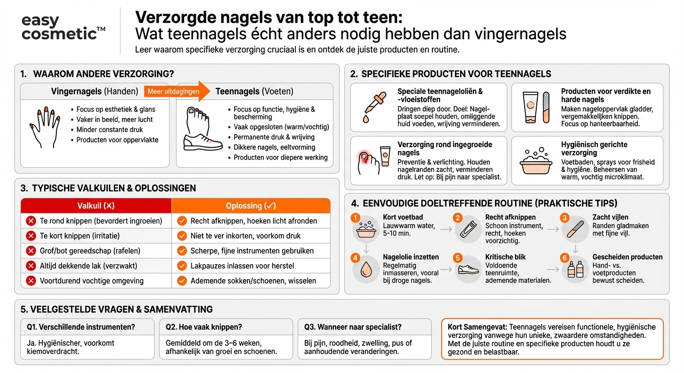 Welke speciale verzorgingsproducten zijn er voor teennagels in vergelijking met vingernagels?