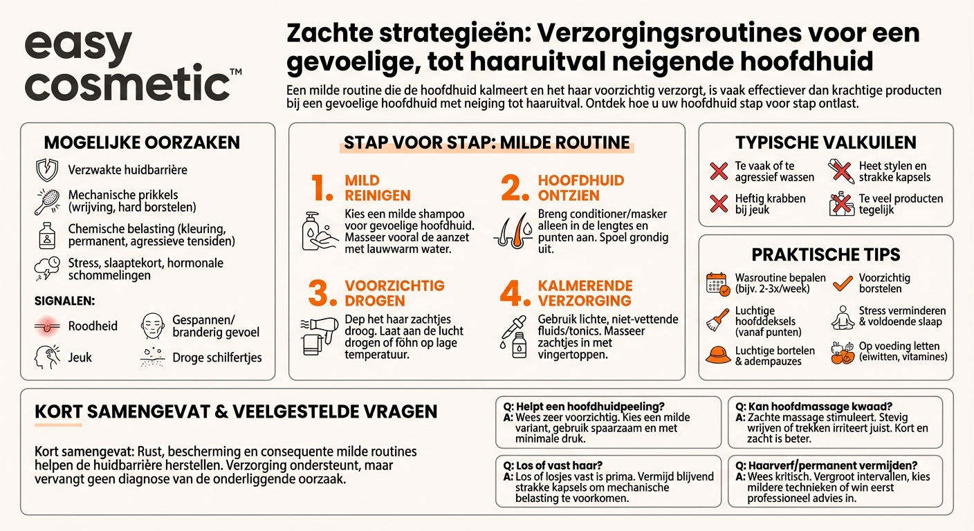 Welke speciale verzorgingsroutines zijn geschikt voor een gevoelige, tot haaruitval neigende hoofdhuid?