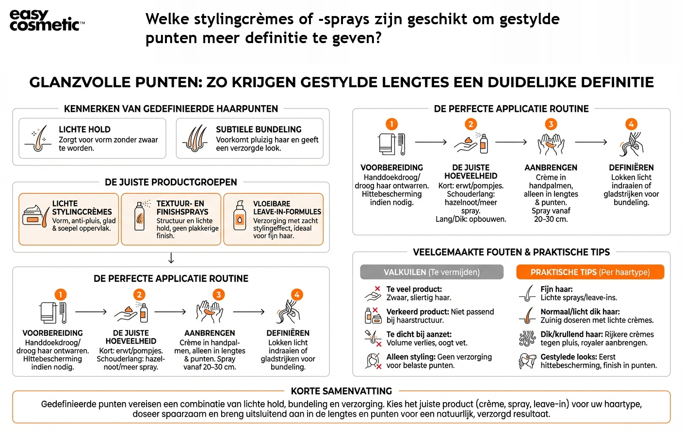 Welke stylingcrèmes of -sprays zijn geschikt om gestylde punten meer definitie te geven?
