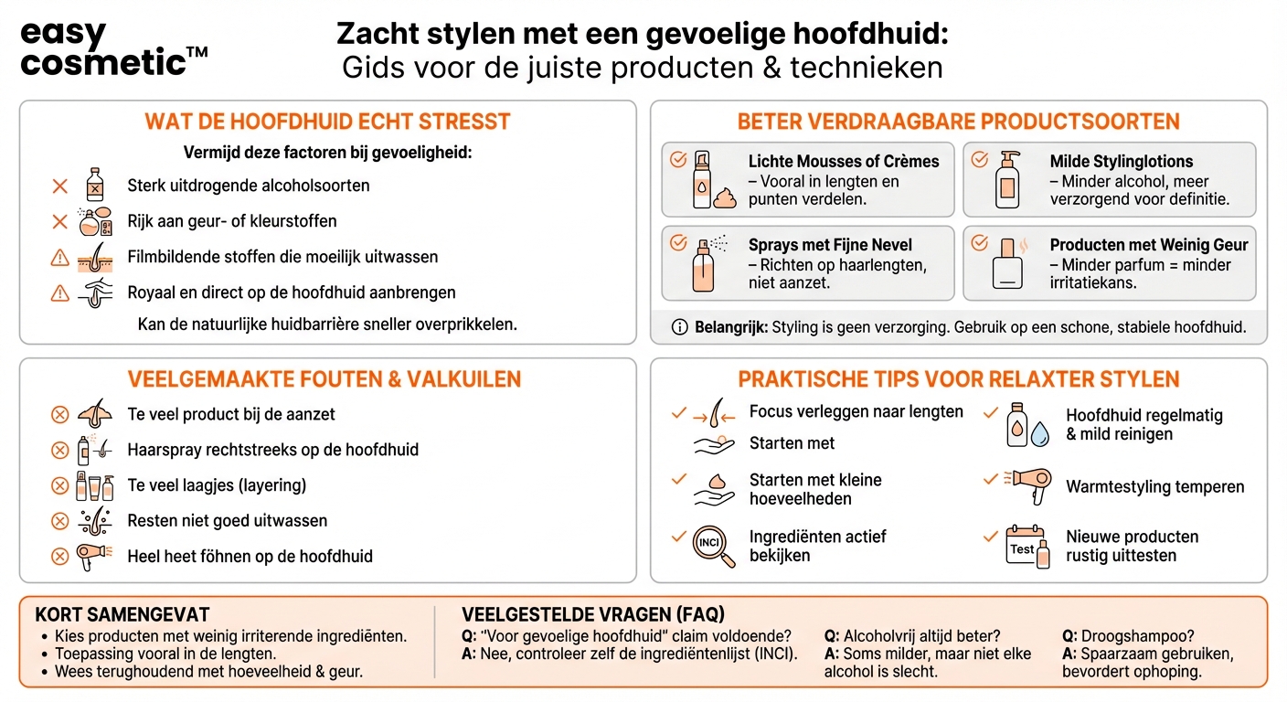 Welke stylingproducten zijn geschikt voor een gevoelige of geïrriteerde hoofdhuid?