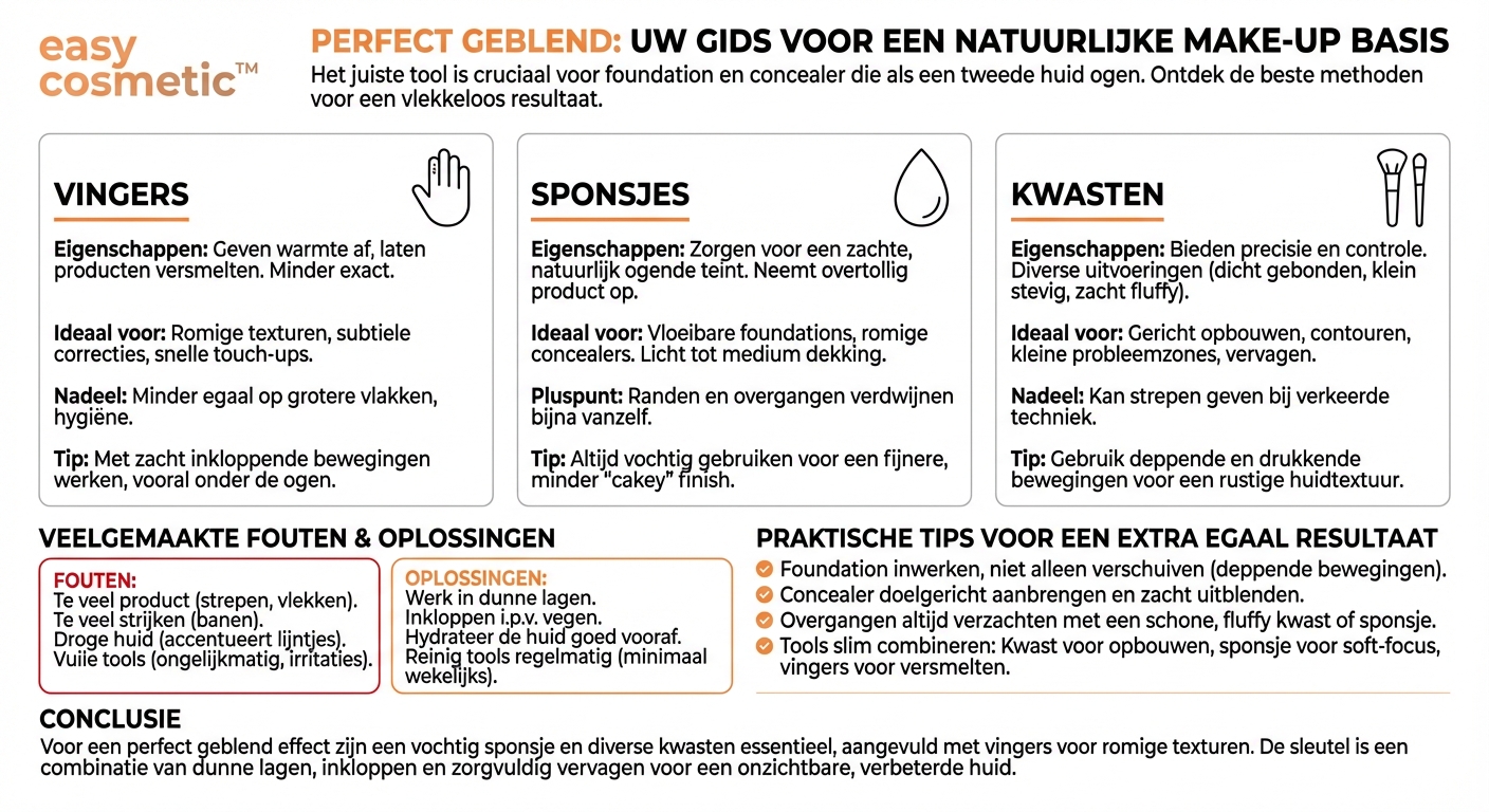 Welke tools helpen om foundation en concealer bijzonder egaal te blenden?