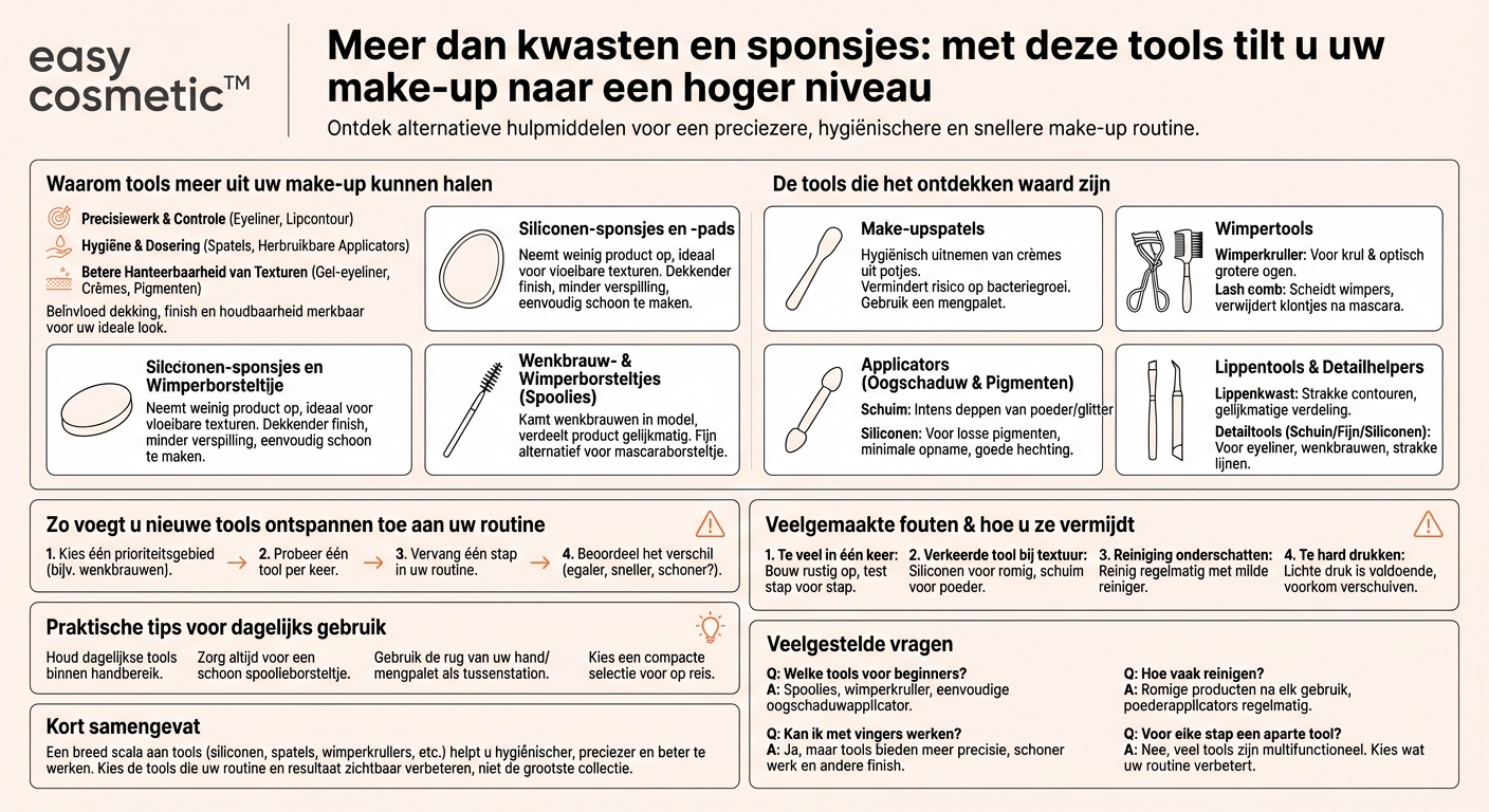 Welke tools zijn er naast kwasten en sponsjes nog meer om make-up aan te brengen?