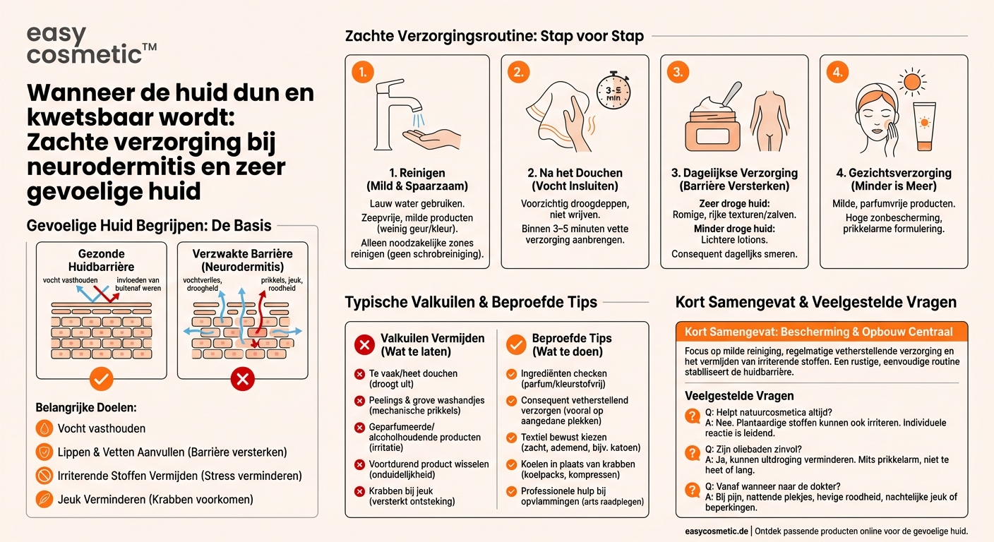 Welke verzorging is geschikt bij eczeem (neurodermitis) of zeer gevoelige huid?
