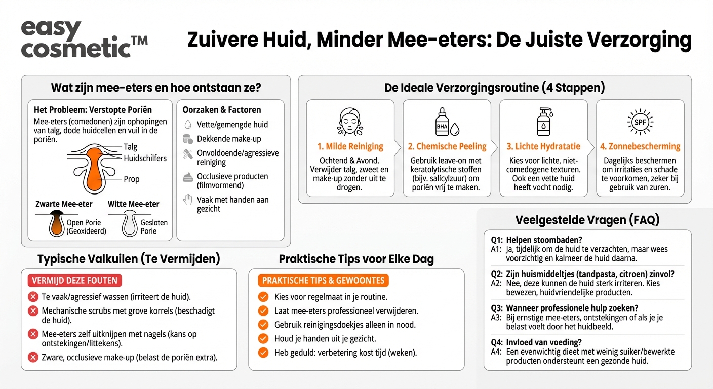 Welke verzorging is geschikt bij verstopte poriën en mee-eters?
