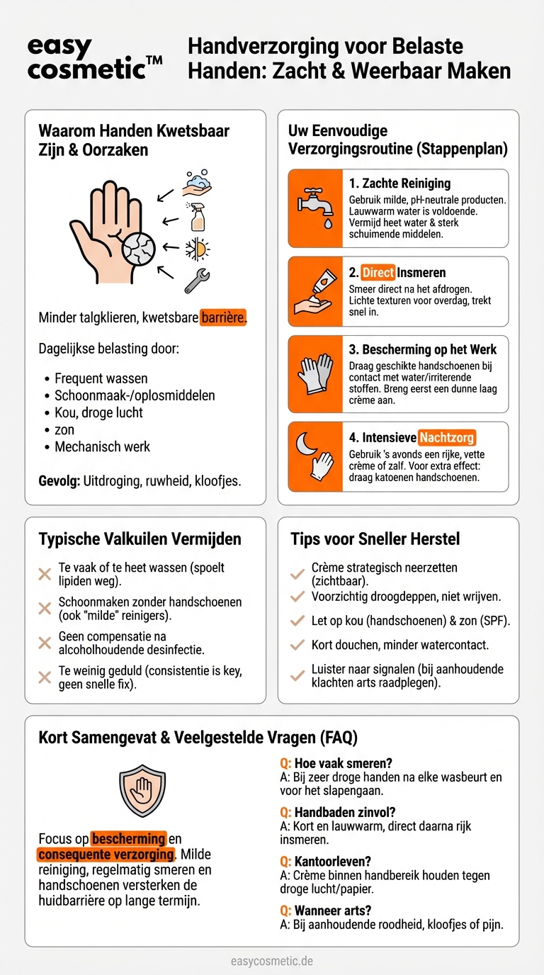 Welke verzorging is geschikt voor zwaar belaste handen in huishouden of beroep?