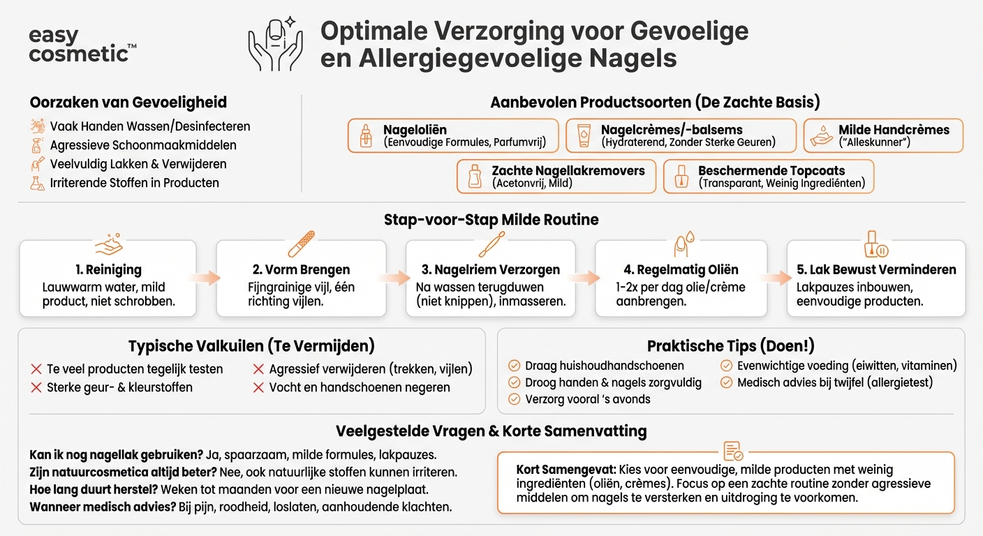 Welke verzorgingsproducten zijn geschikt voor gevoelige of allergiegevoelige nagels?
