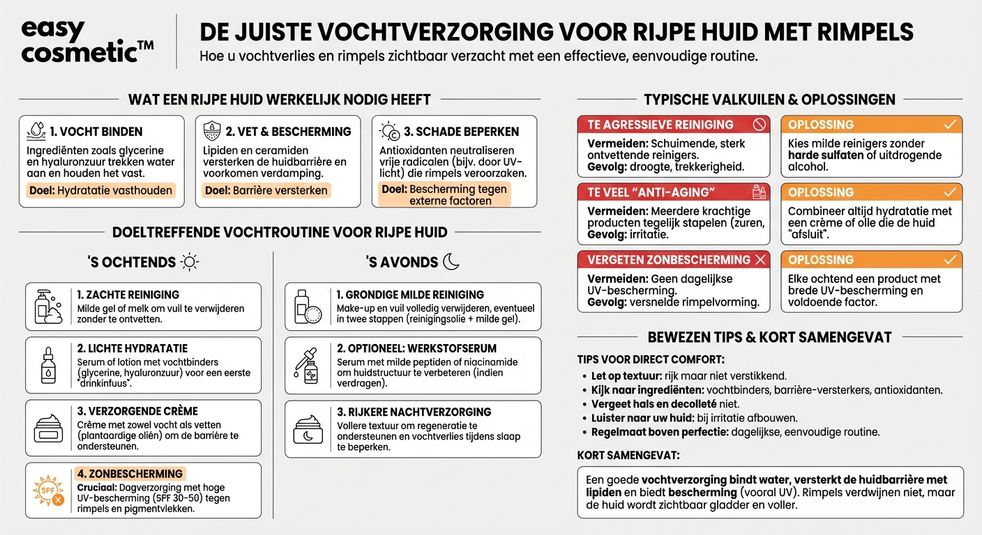 Welke vochtinbrengende verzorging is geschikt voor rijpe huid met rimpels?