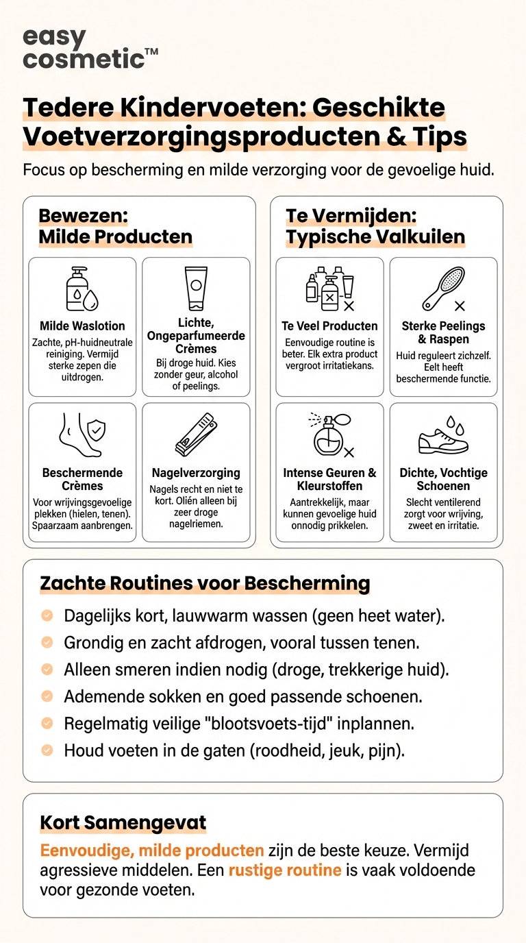 Welke voetverzorgingsproducten zijn geschikt voor gevoelige kindervoeten?