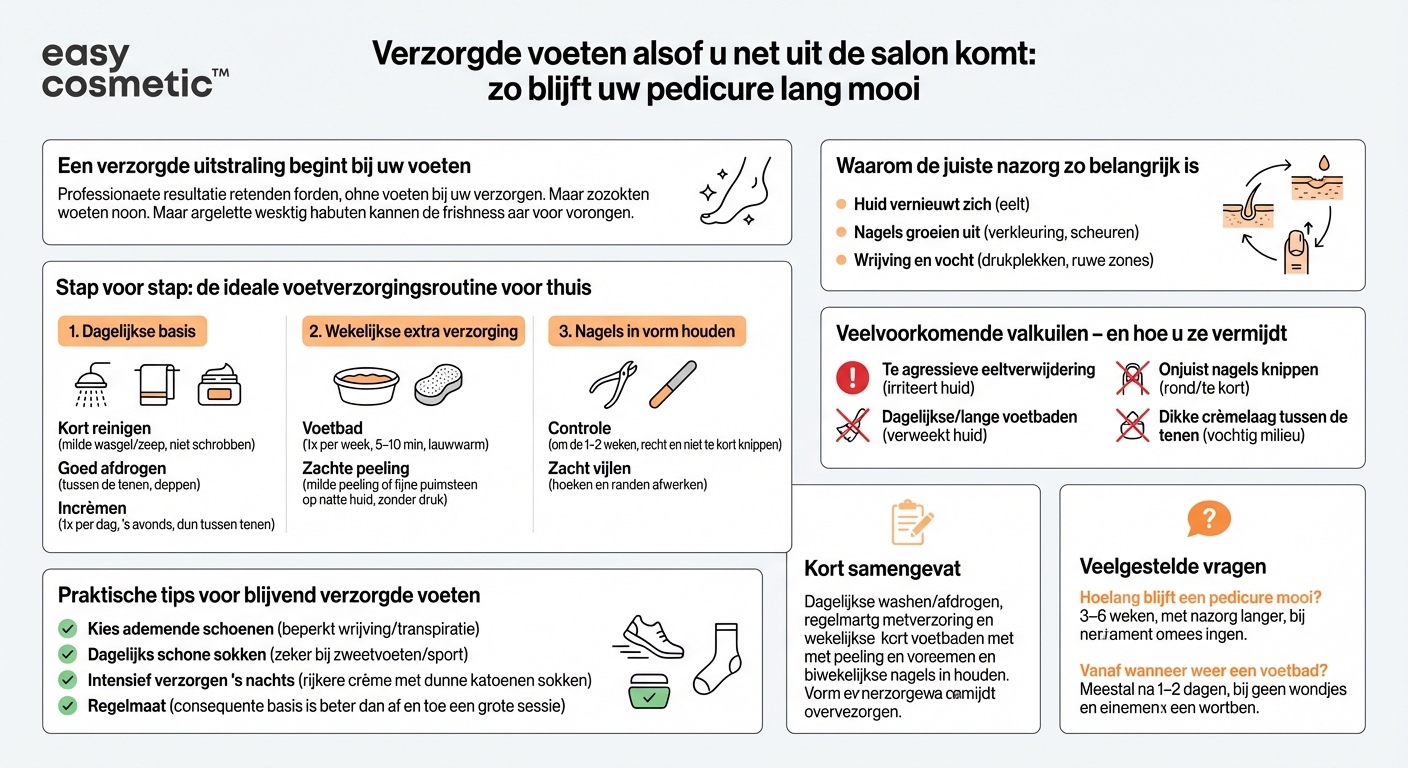 Welke voetverzorgingsroutine is zinvol na een pedicure in de salon om het resultaat zo lang mogelijk te behouden?