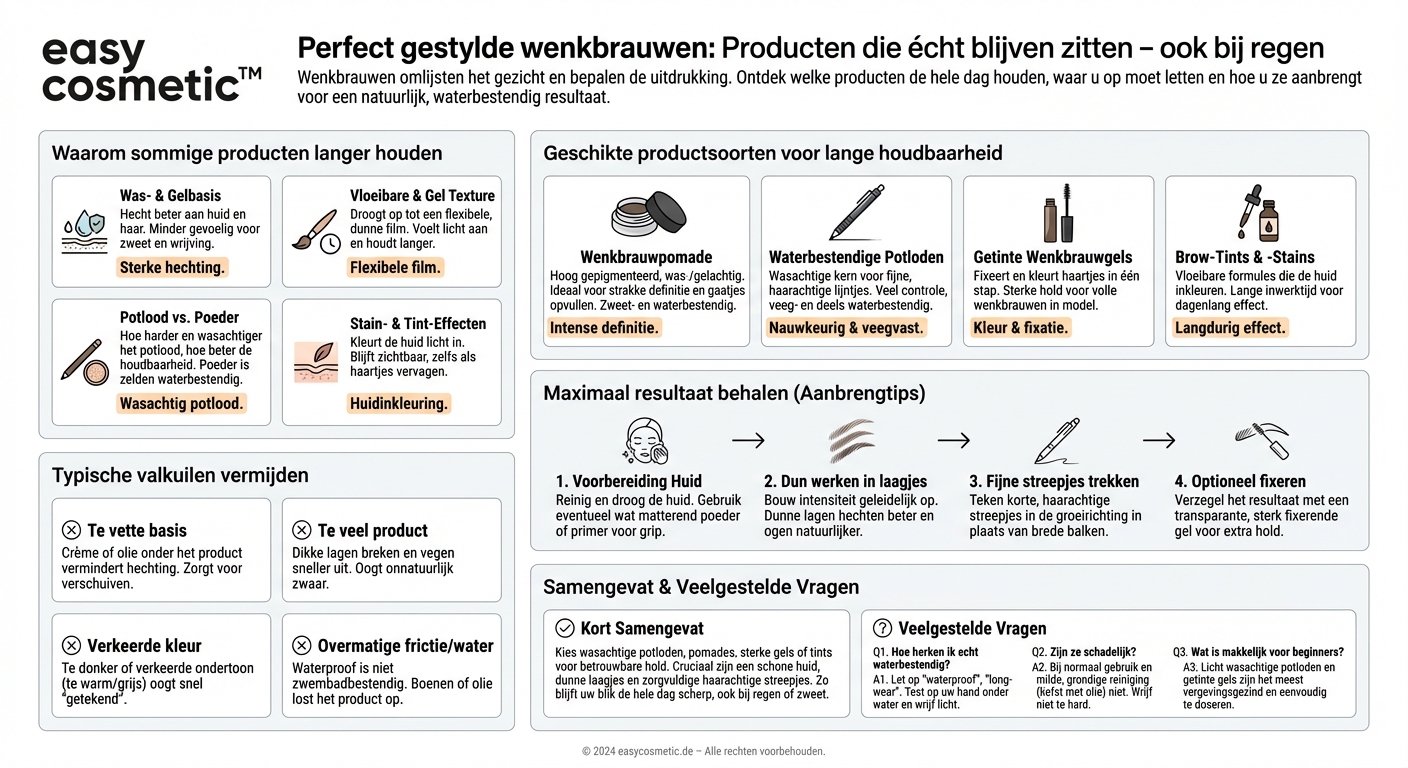 Welke wenkbrauwproducten zijn bijzonder langhoudend of waterproof?