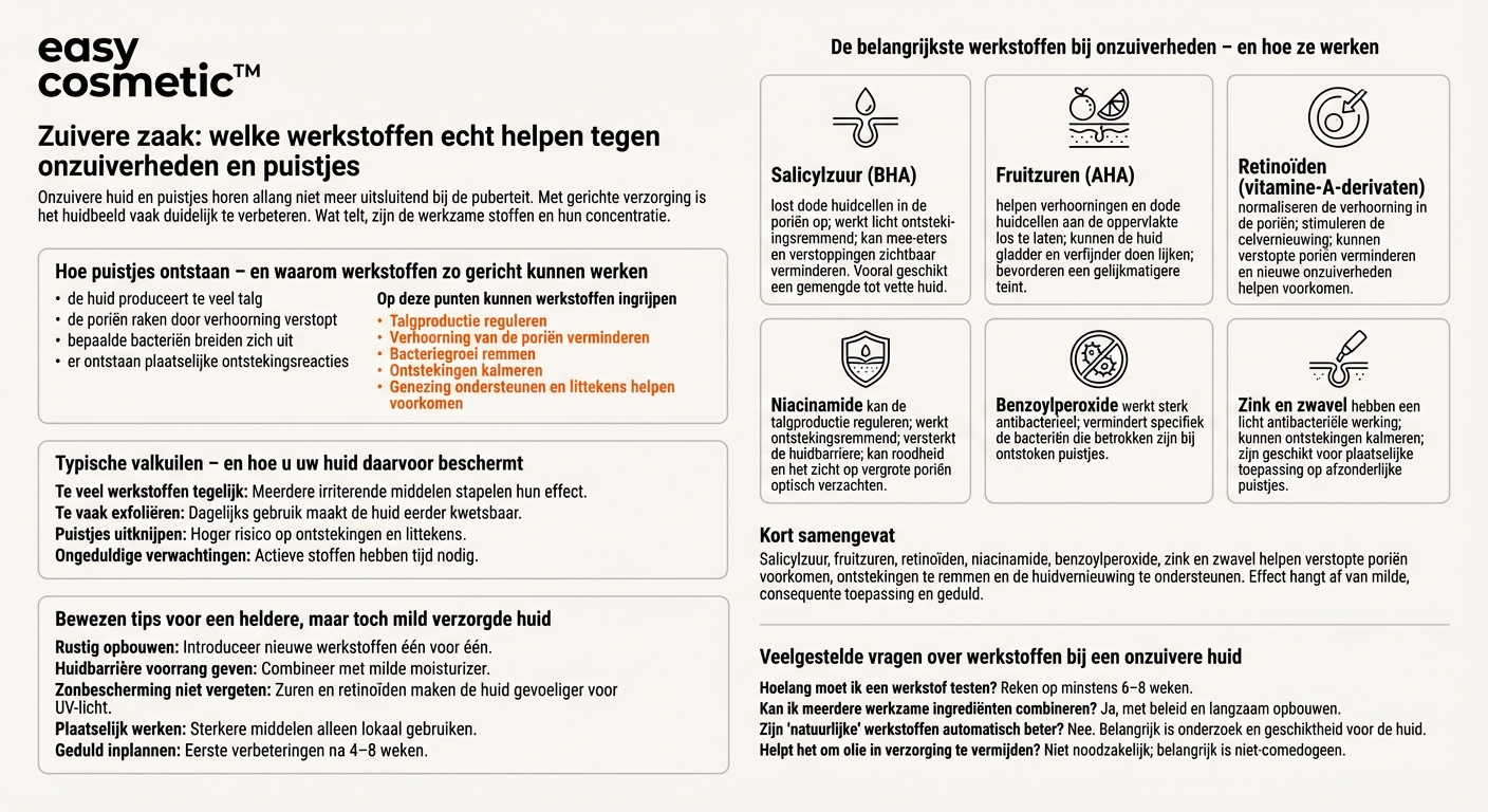 Welke werkstoffen helpen tegen onzuiverheden en puistjes?