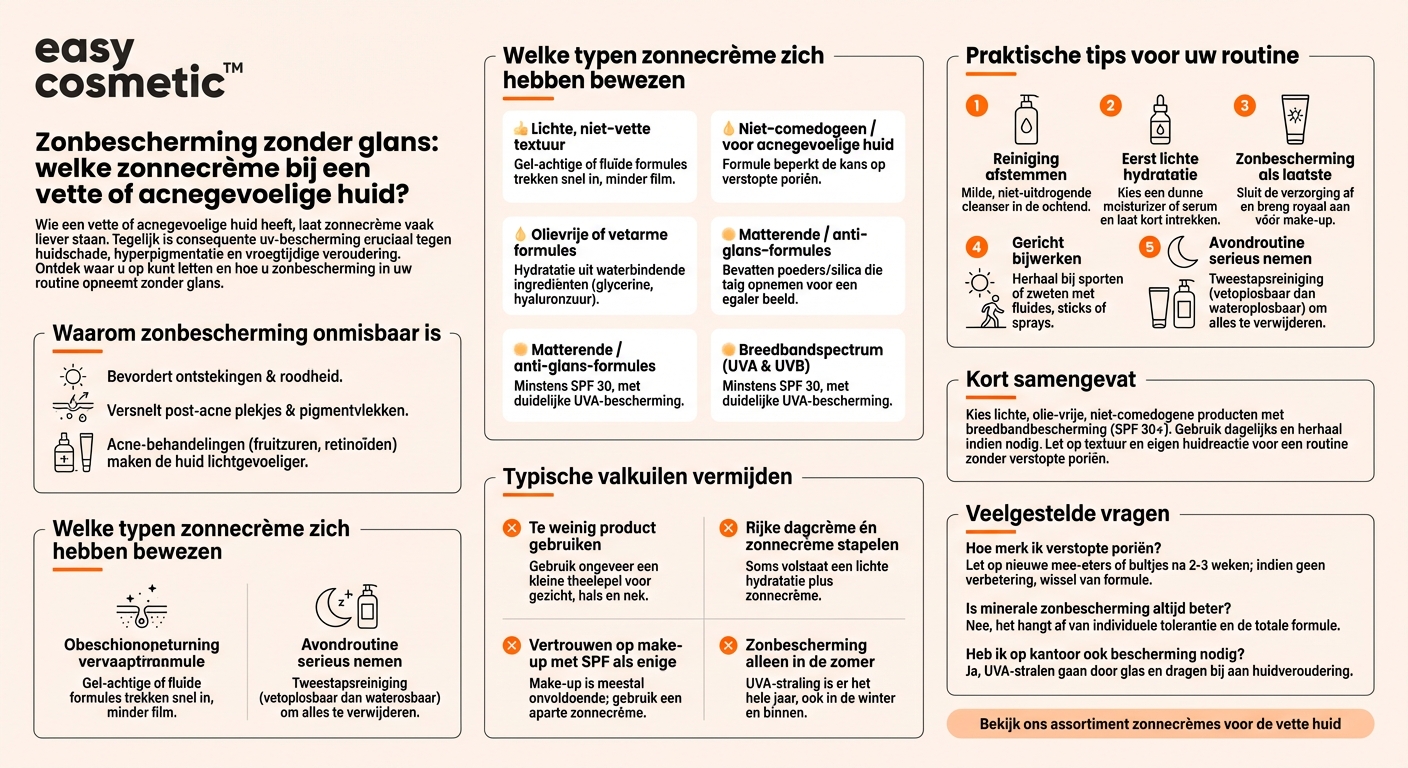 Welke zonnebrandcrème is geschikt voor een vette of acnegevoelige huid zonder de poriën te verstoppen?