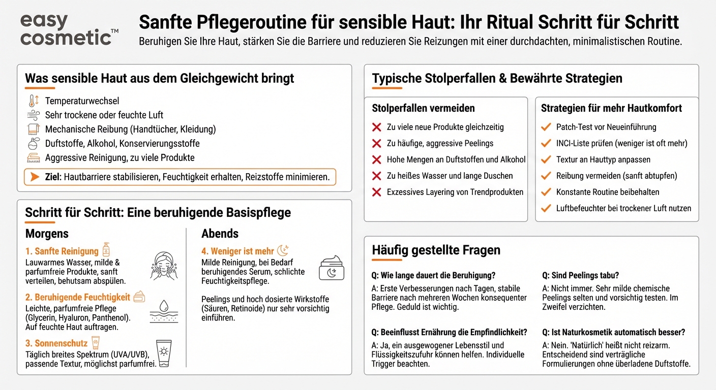 Wie baue ich eine Hautpflegeroutine speziell für sensible oder gereizte Haut auf?