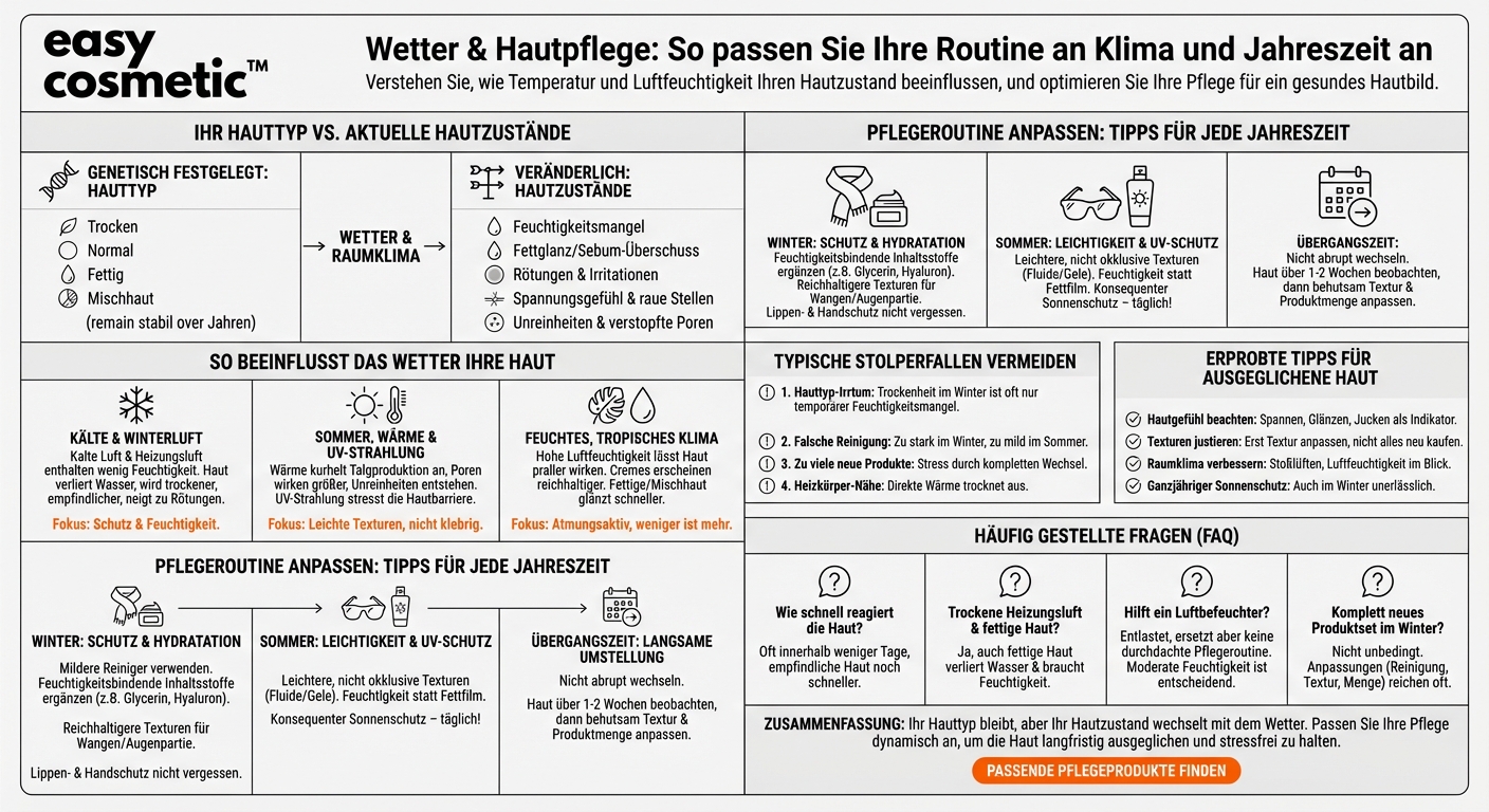 Wie beeinflussen Faktoren wie Klima, Jahreszeit und Heizungsluft meinen Hauttyp und meine Pflegebedürfnisse?