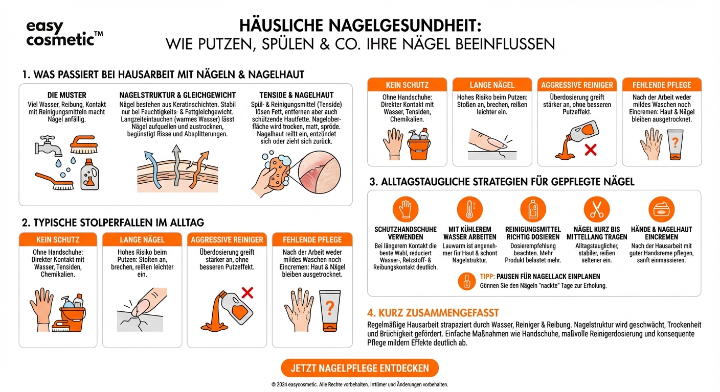 Wie beeinflussen häufige Hausarbeiten wie Putzen oder Spülen die Nagelgesundheit?