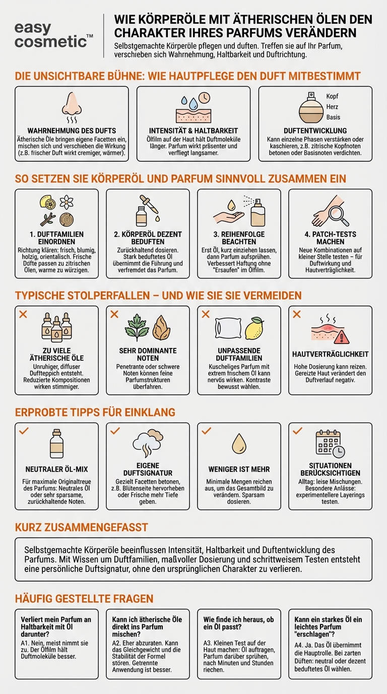 Wie beeinflussen selbstgemachte Körperöle mit ätherischen Ölen den Charakter meines Parfums?