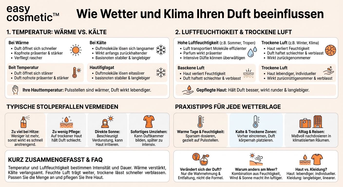 Wie beeinflussen Temperatur und Luftfeuchtigkeit die Intensität eines Parfums auf der Haut?