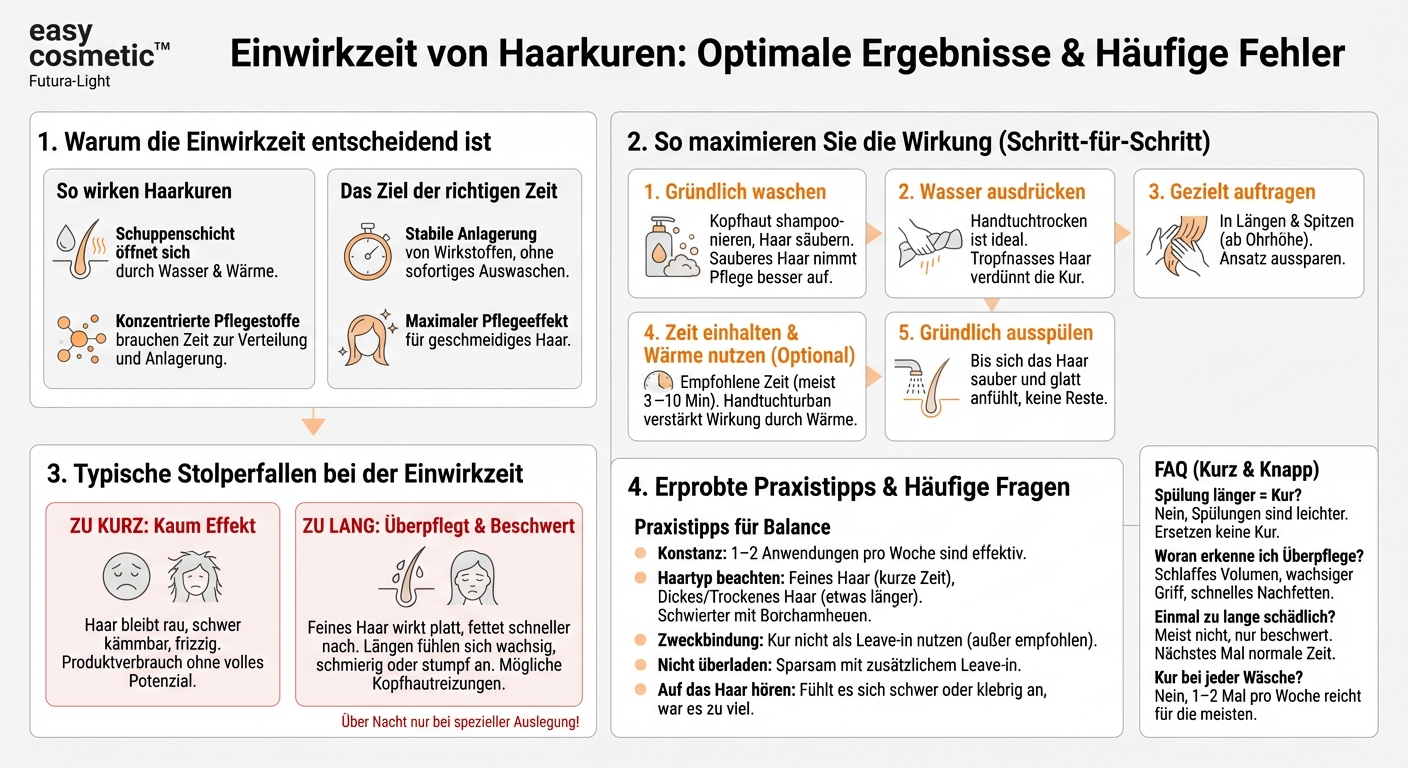 Wie beeinflusst die Einwirkzeit von Haarkuren das Ergebnis und was passiert, wenn sie zu kurz oder zu lang ist?