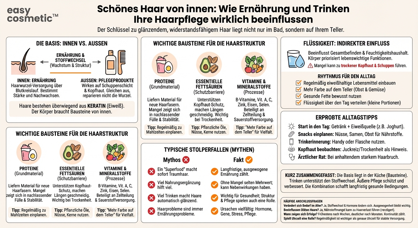 Wie beeinflusst meine Ernährung und Flüssigkeitszufuhr die grundlegende Haarpflege?