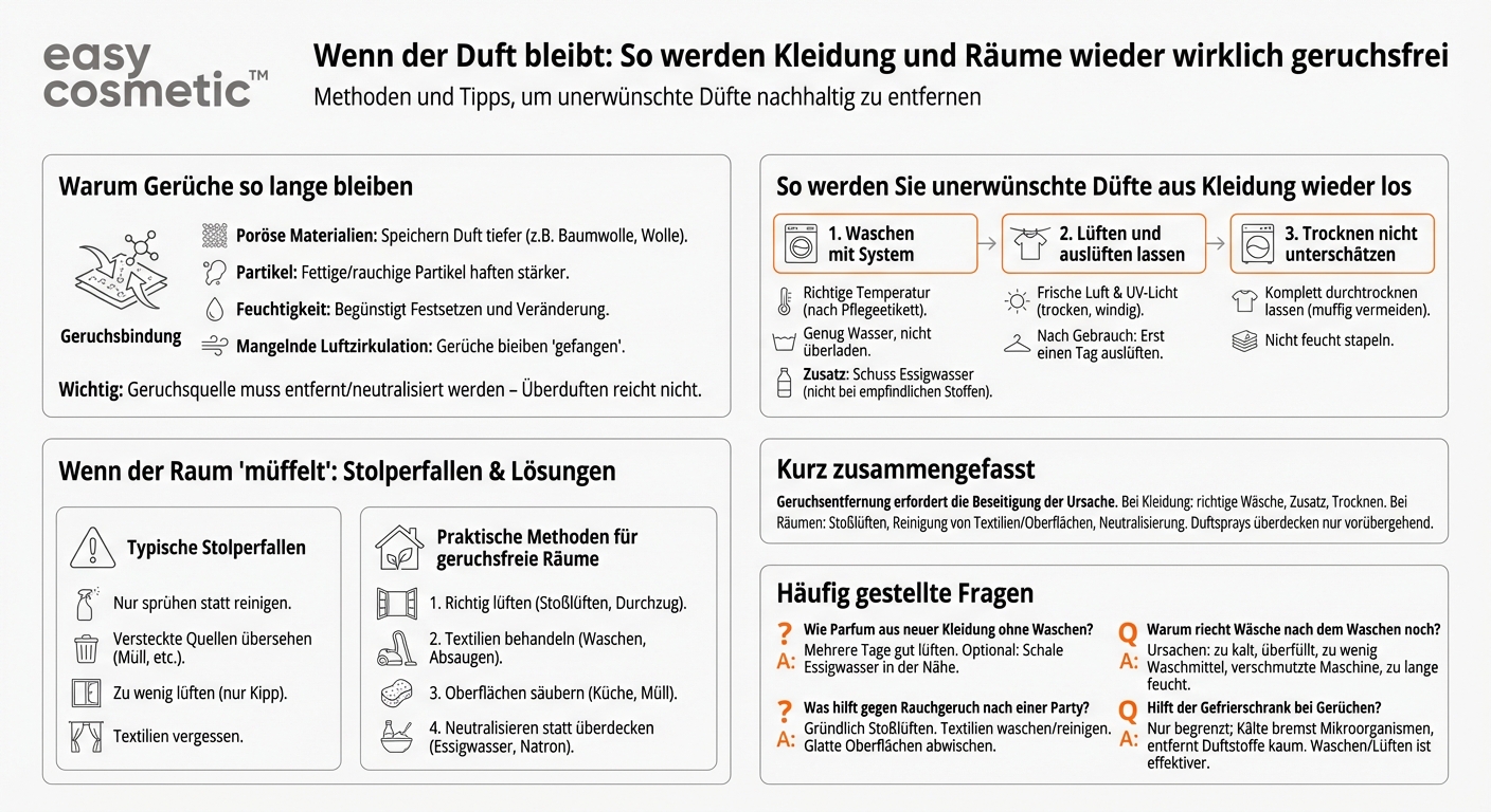 Wie bekomme ich unerwünschten Duft von Kleidung oder aus Räumen wieder heraus?