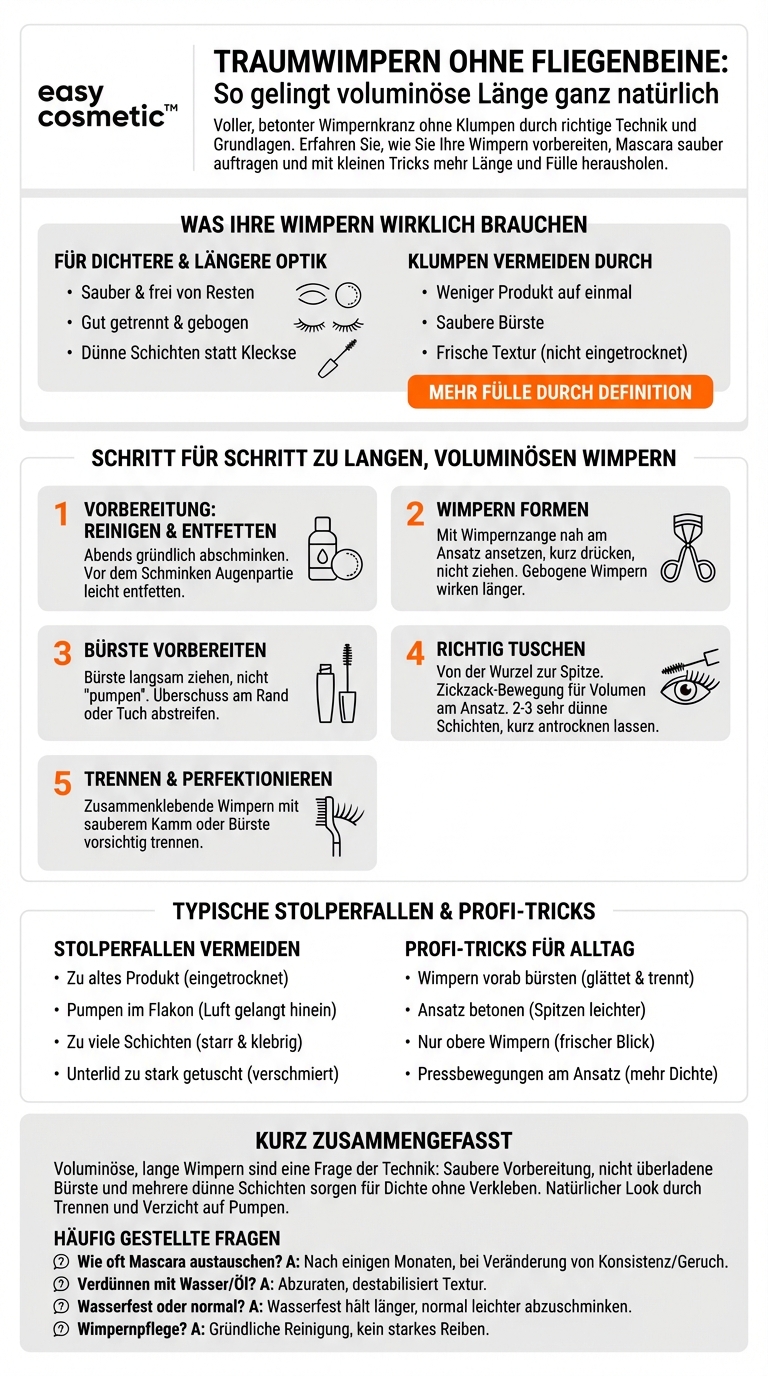 Wie bekomme ich voluminöse, lange Wimpern ohne zu verklumpen?