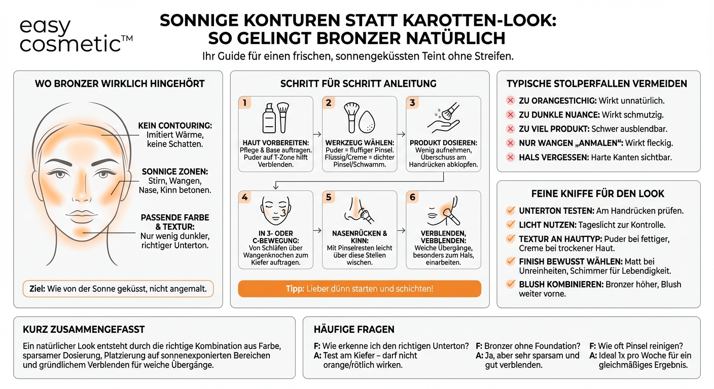 Wie benutze ich Bronzer, ohne fleckig oder zu orange zu wirken?