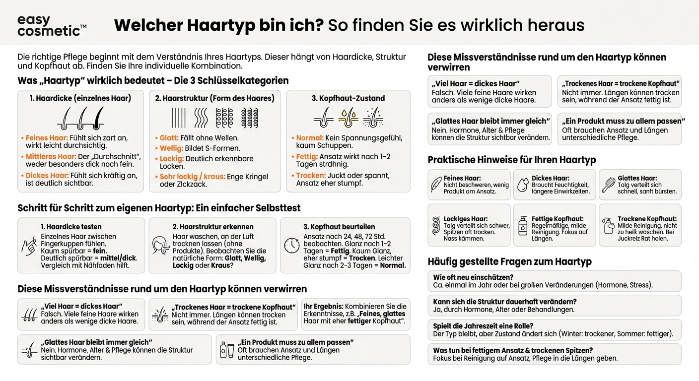 Wie bestimme ich meinen Haartyp (fein, dick, glatt, lockig, fettig, trocken)?