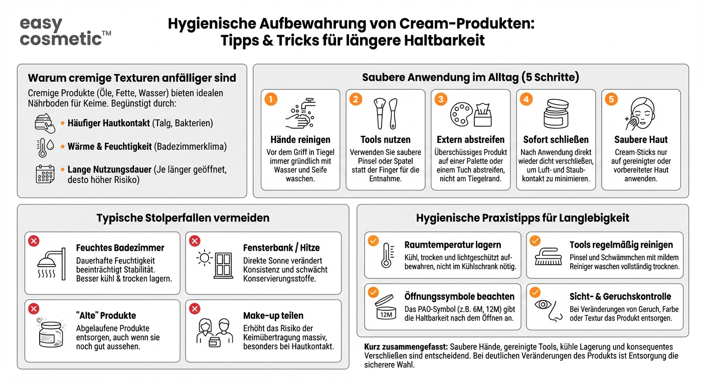 Wie bewahre ich Creme-Produkte (z. B. Cream-Blush, Cream-Contour) auf, damit sie nicht verkeimen?