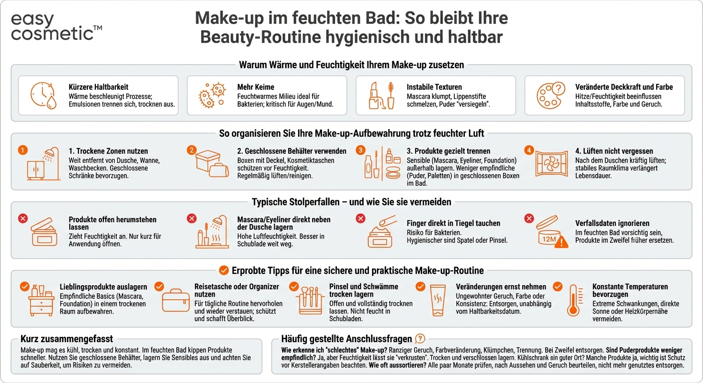 Wie bewahre ich Make-up im Bad auf, wenn es dort warm und feucht ist?