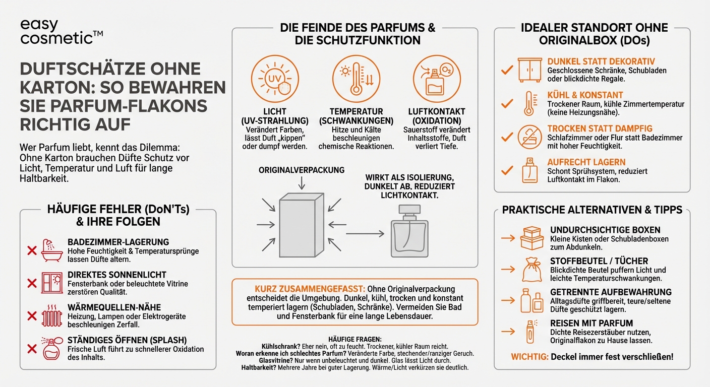 Wie bewahre ich Parfum-Flakons auf, wenn ich ihre Originalverpackung nicht mehr habe?