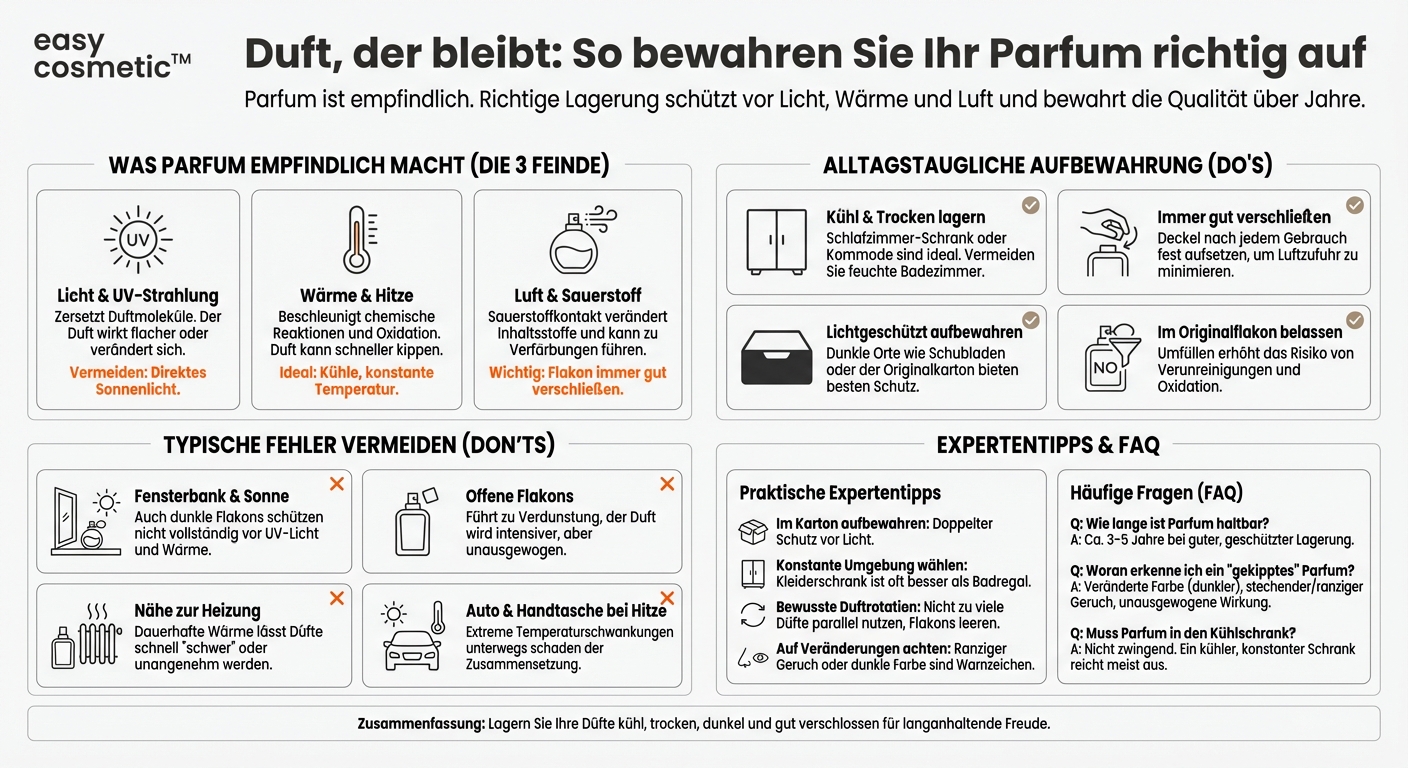 Wie bewahre ich Parfum richtig auf, damit es nicht kippt?