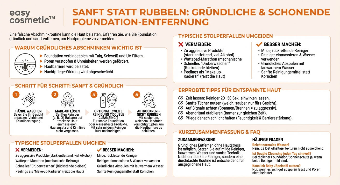Wie entferne ich Foundation gründlich, ohne meine Haut zu reizen?