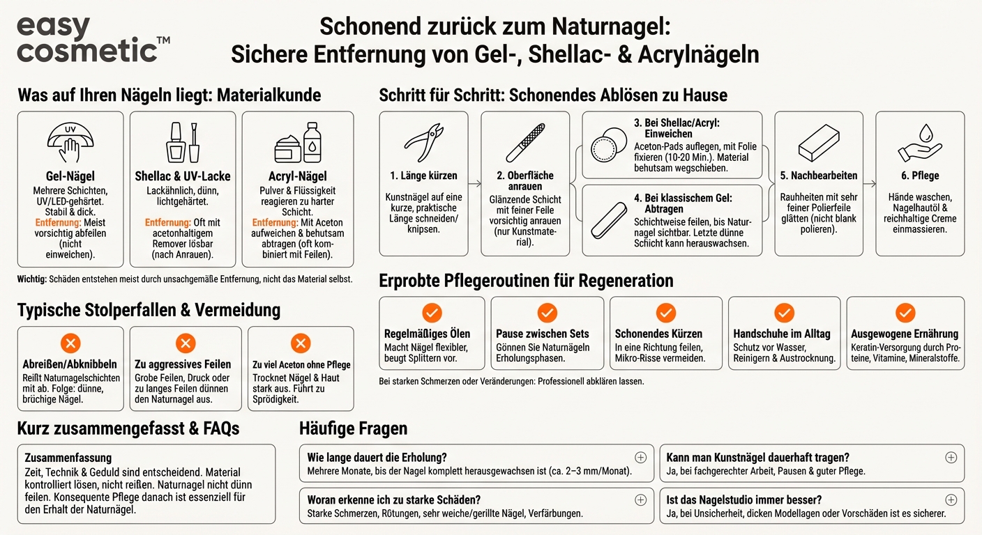 Wie entferne ich Gel-, Shellac- oder Acryl-Nägel, ohne meine Naturnägel zu zerstören?