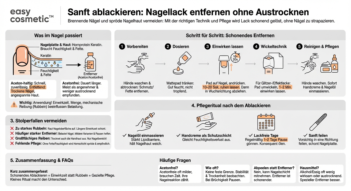 Wie entferne ich Nagellack schonend, ohne die Nägel auszutrocknen?