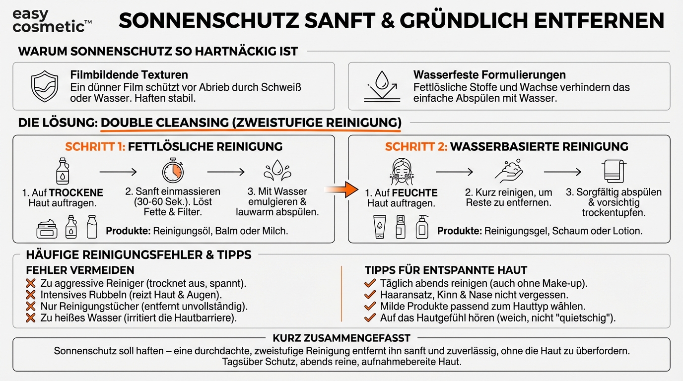 Wie entferne ich Sonnenschutzmittel (Sonnencreme) zuverlässig vom Gesicht?