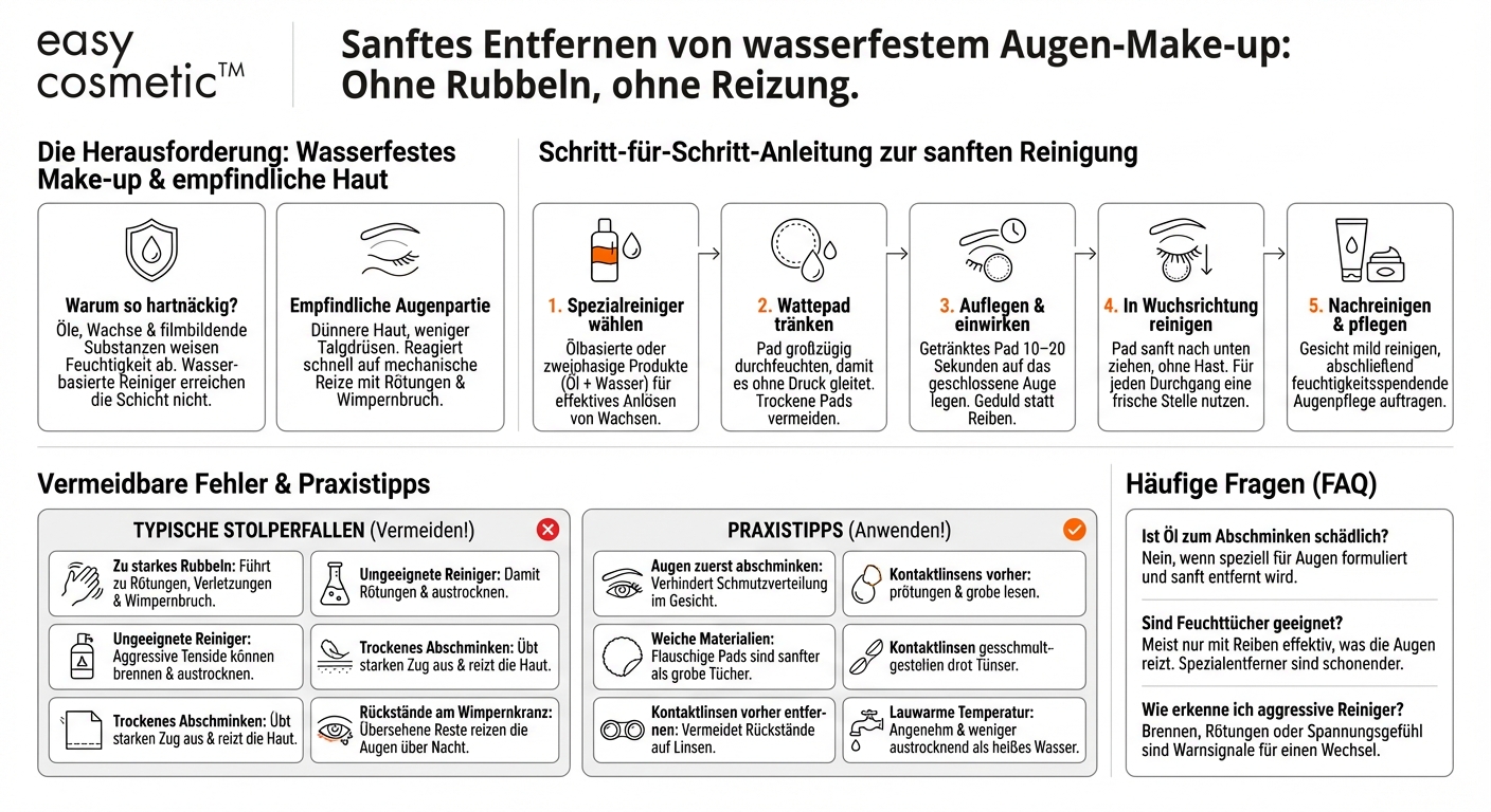 Wie entferne ich wasserfestes Augen-Make-up, ohne die Augenpartie zu reizen?