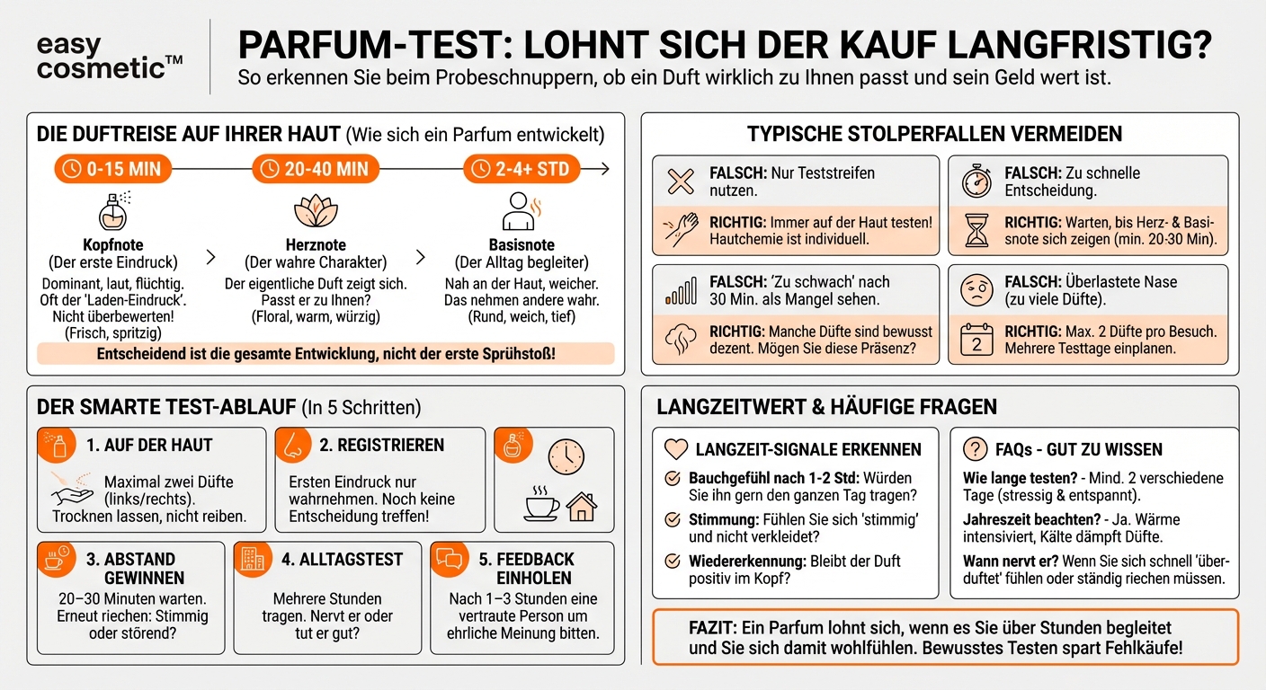 Wie erkenne ich beim Probeschnuppern, ob ein Parfum sein Geld langfristig wert ist?