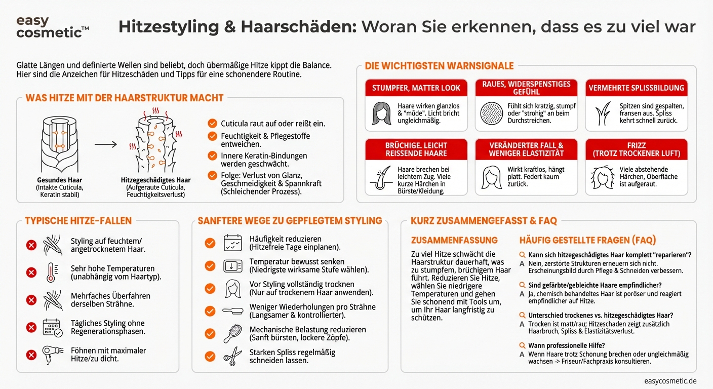 Wie erkenne ich, dass meine Haare bereits durch Hitze geschädigt sind?
