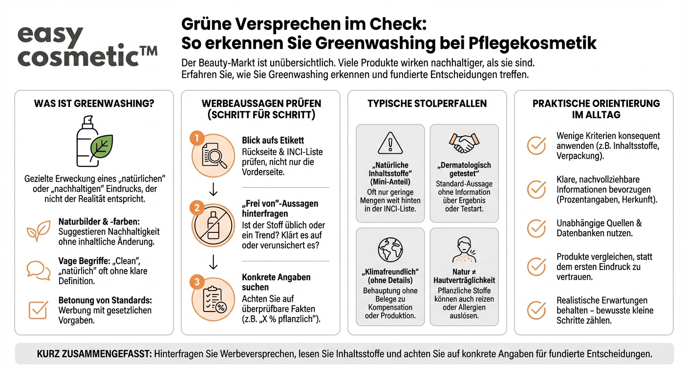 Wie erkenne ich Greenwashing bei Pflegekosmetik und worauf sollte ich bei Werbeaussagen achten?