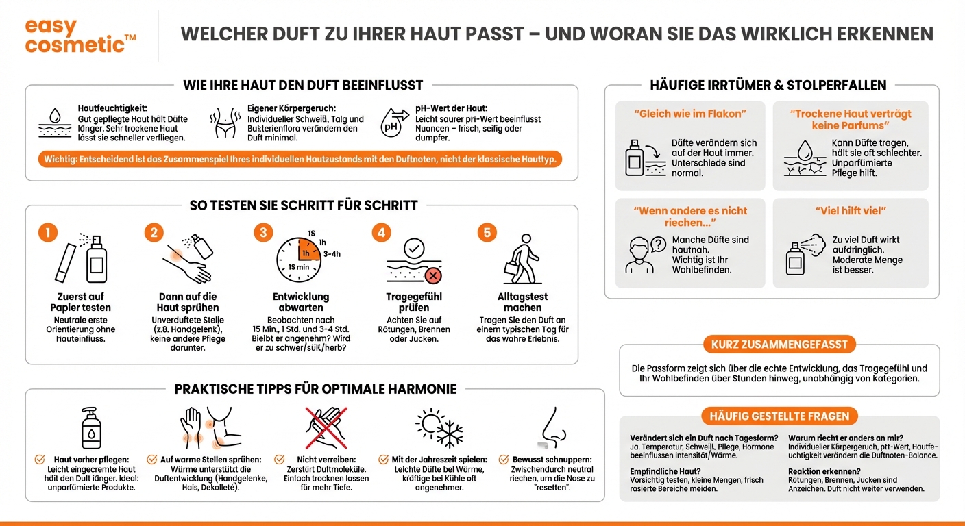 Wie erkenne ich, ob ein Duft zu meinem Hauttyp passt?