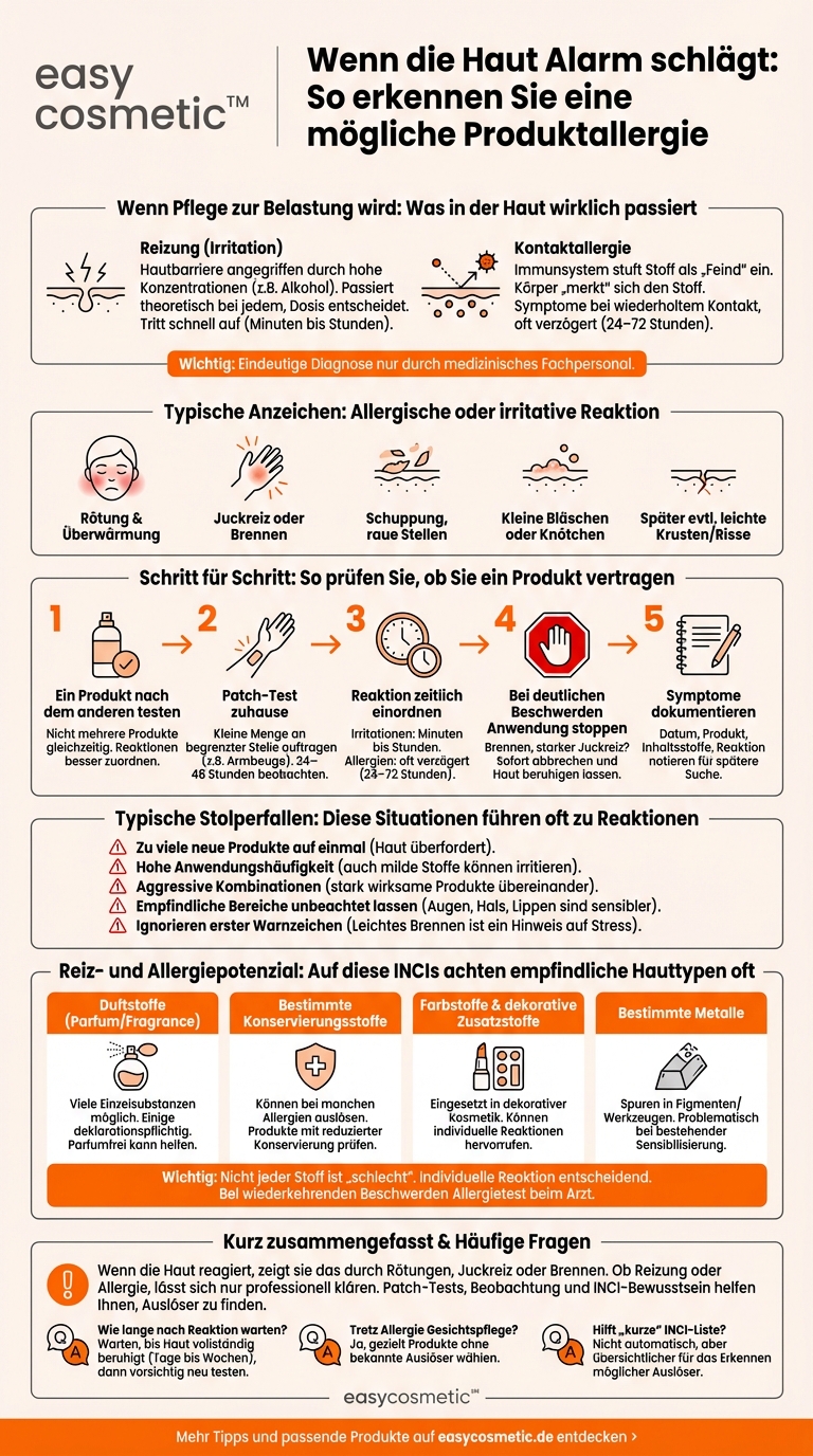 Wie erkenne ich, ob ich auf ein Produkt allergisch reagiere und welche INCIs sollte ich meiden?