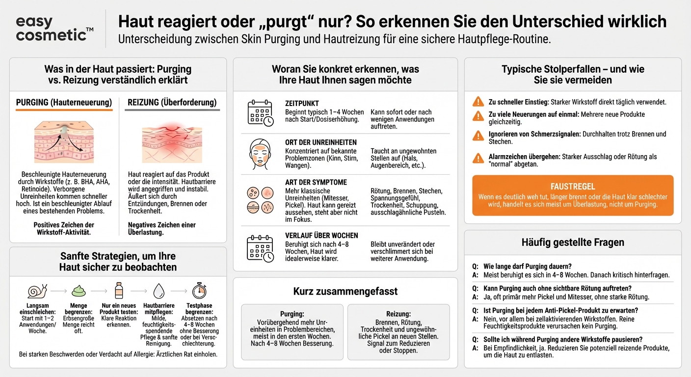 Wie erkenne ich, ob meine Haut auf ein Anti-Pickel-Produkt irritiert reagiert oder es nur purgt?