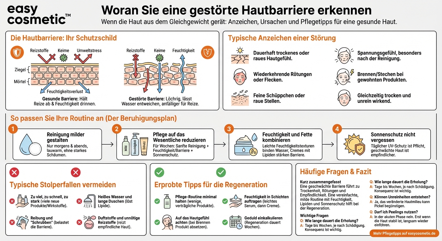 Wie erkenne ich, ob meine Hautbarriere gestört ist, und wie sollte ich die Pflege dann anpassen?